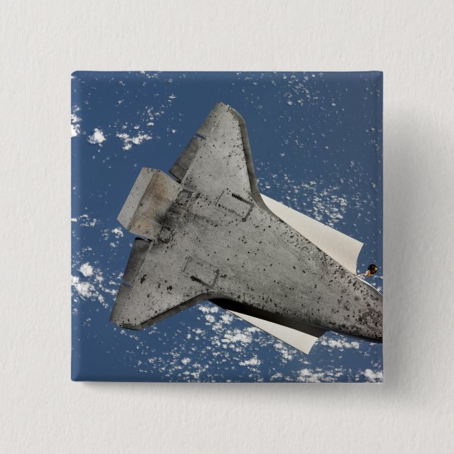 The underside of space shuttle Discovery 2 15 Cm Square Badge (Front)