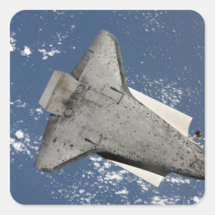 The underside of space shuttle Discovery 2 Square Sticker