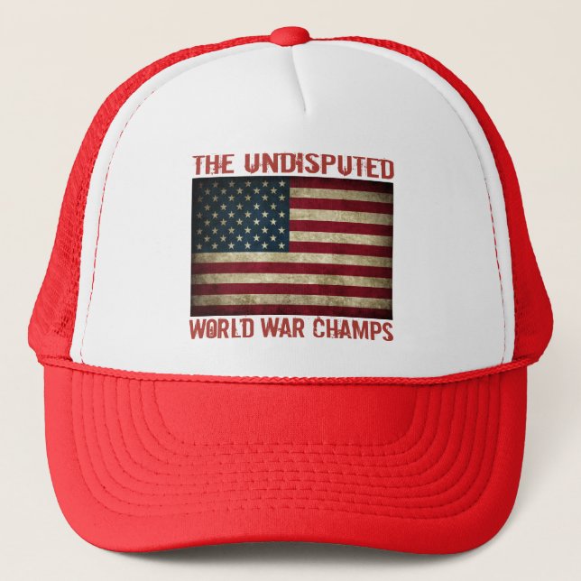 The Undisputed World War Champions (distressed) Trucker Hat (Front)