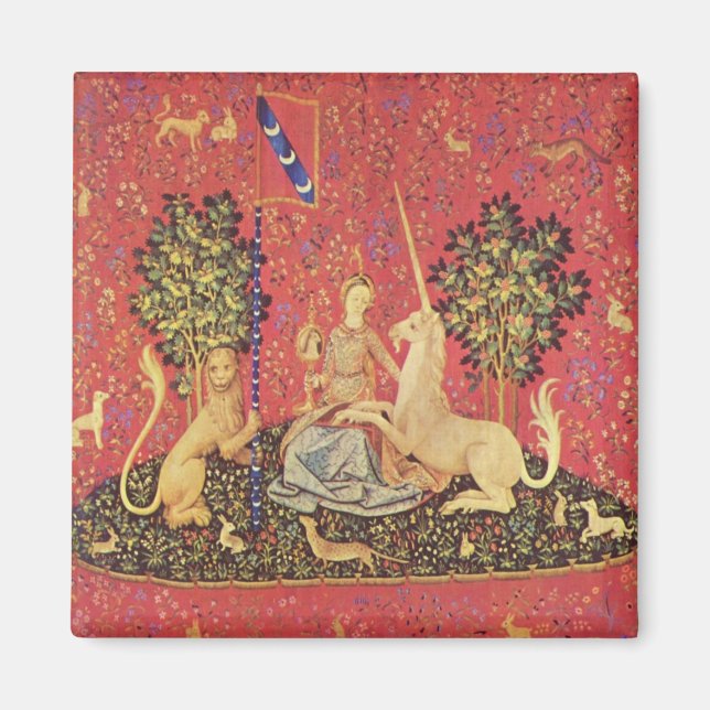 The Unicorn and Maiden Mediaeval Tapestry Image Magnet (Front)