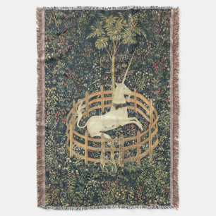 The Unicorn in Captivity (1495 - 1505) Mediaeval Throw Blanket
