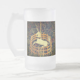 The Unicorn in Captivity Frosted Glass Beer Mug