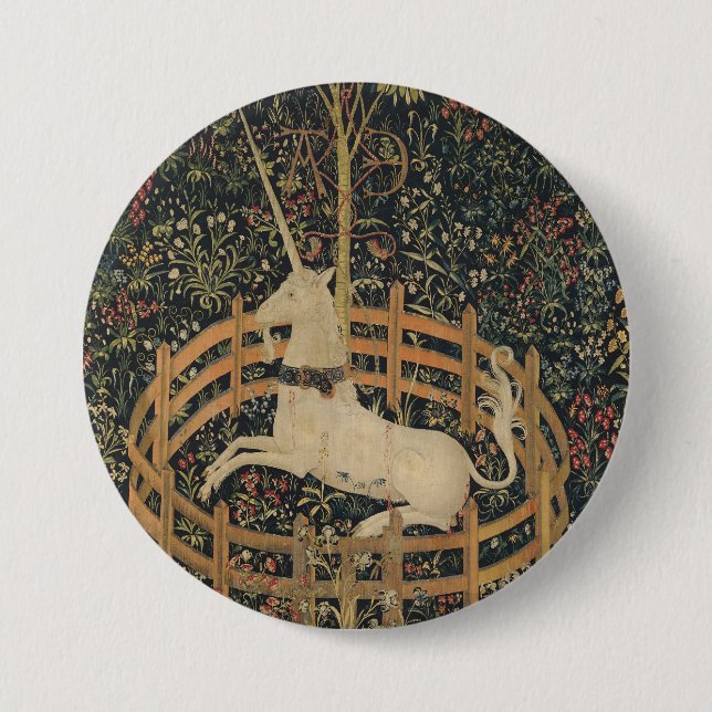 The Unicorn in Captivity, Mediaeval Tapestry  7.5 Cm Round Badge (Front)