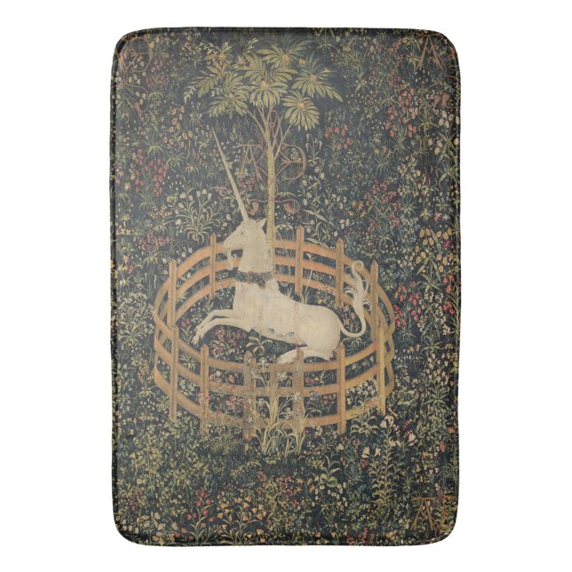 The Unicorn in Captivity, Mediaeval Tapestry  Bath Mat (Front Vertical)