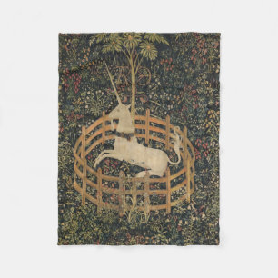 The Unicorn in Captivity, Mediaeval Tapestry  Fleece Blanket