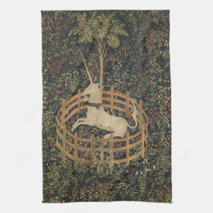 The Unicorn in Captivity, Medieval Tapestry Tea Towel