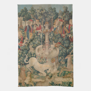 The Unicorn is Found, Medieval Tapestry Tea Towel