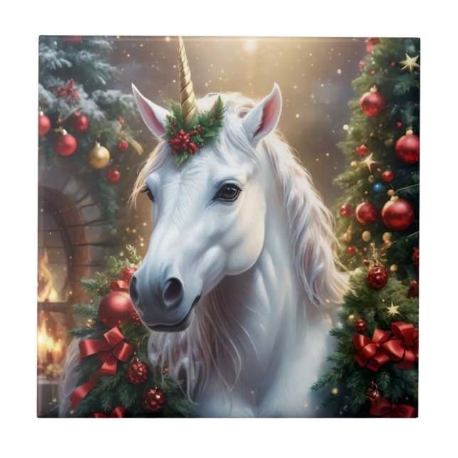 “The Unicorn of Noel” Tile (Front)