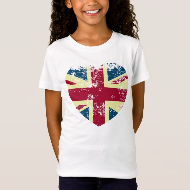 The Union Jack Flag Heart shape T-Shirt (Front)