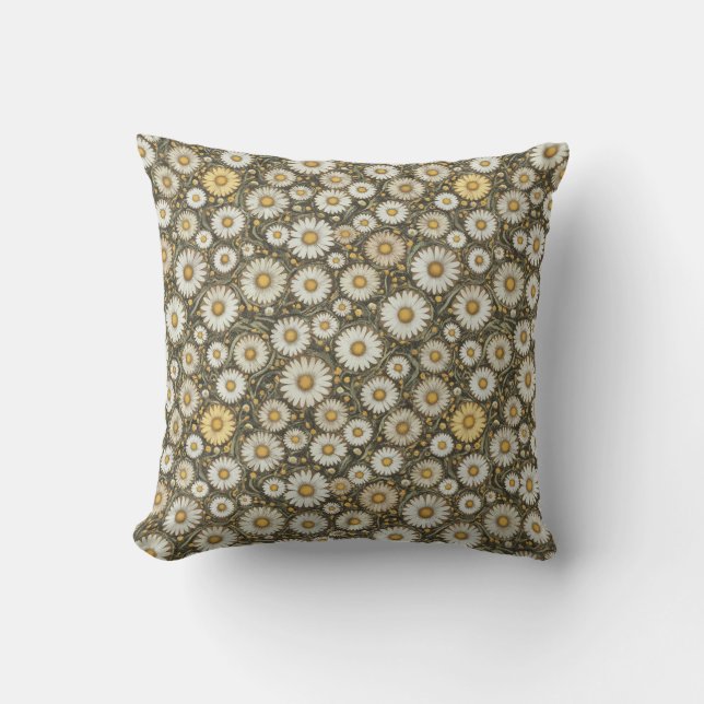 The unique daisies floral seamless pattern pillow (Front)
