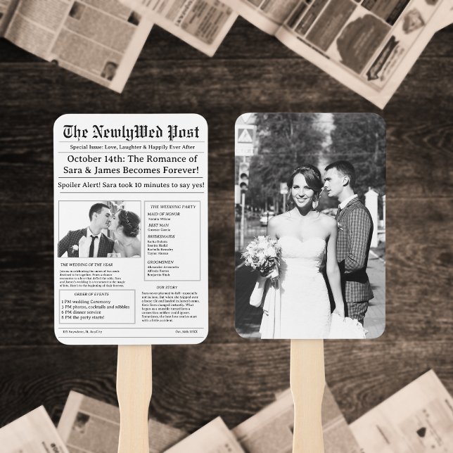 The Unique Newspaper Timeline and Wedding Programs Hand Fan (Creator Uploaded)