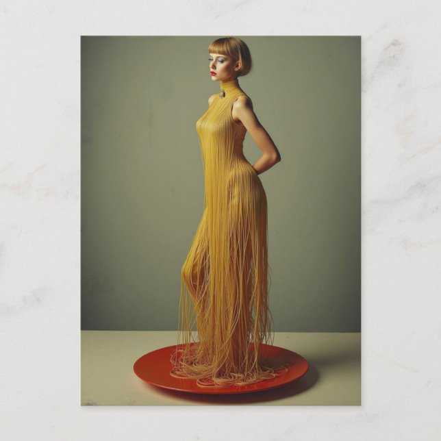 The unique spaghetti Dress Postcard (Front)