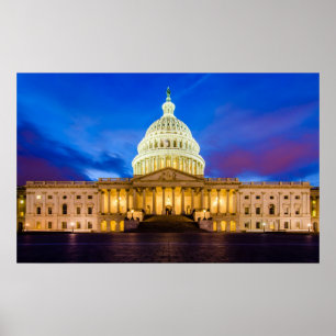 The United States Capitol at blue hour Poster