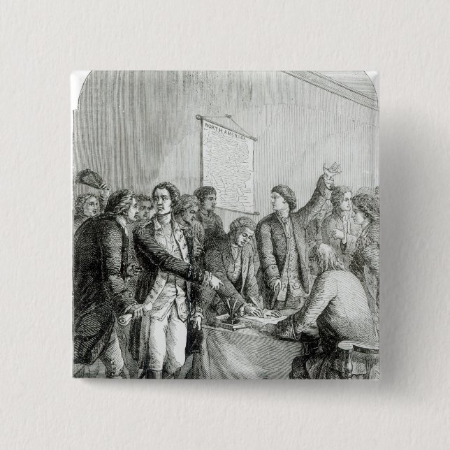 The United States Declaration of Independence 15 Cm Square Badge (Front)