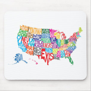 The United States in Names Mouse Mat