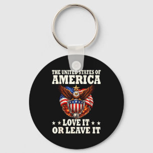 The united states of america love or leave eagle key ring