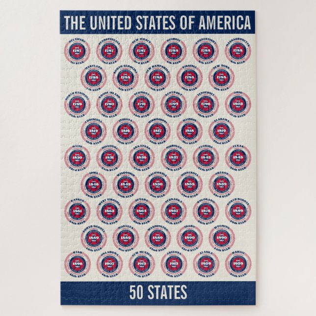 The United States of America Patriotic 50 States Jigsaw Puzzle (Vertical)