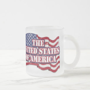 The United States of America with flag distressed Frosted Glass Coffee Mug