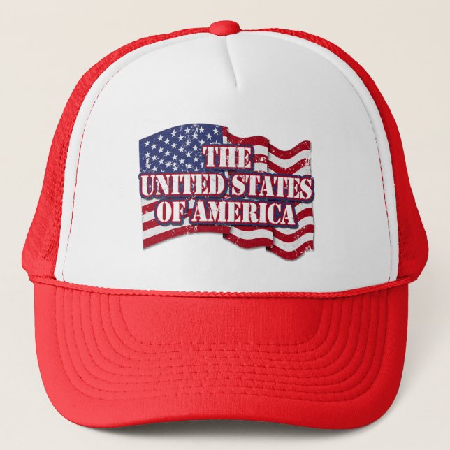 The United States of America with flag distressed Trucker Hat (Front)