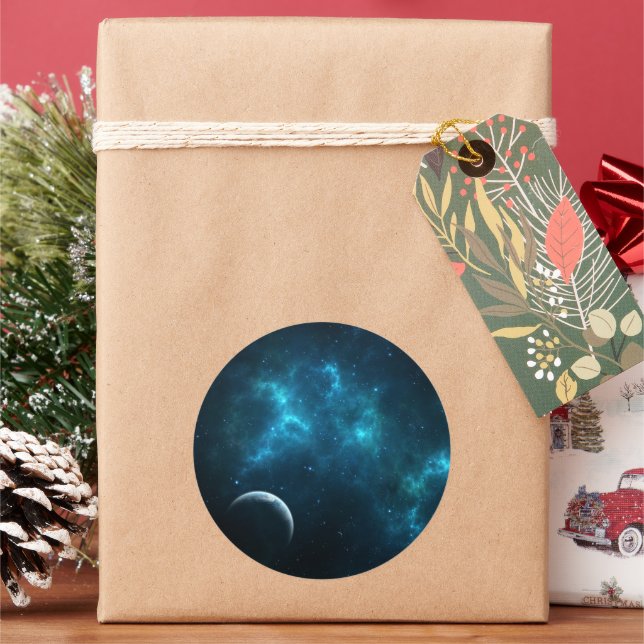 The universe classic round sticker (Holiday)