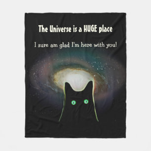 The Universe is a HUGE Place ~ Black Cat Throw Fleece Blanket