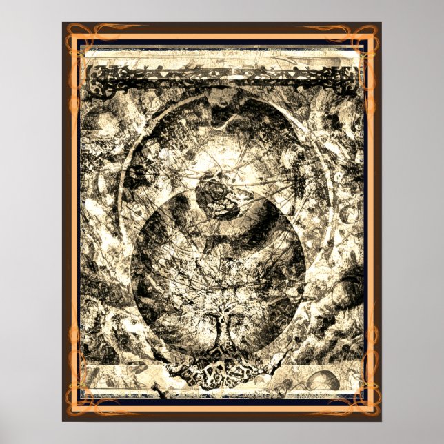 The Universe is a tree sepia Poster (Front)