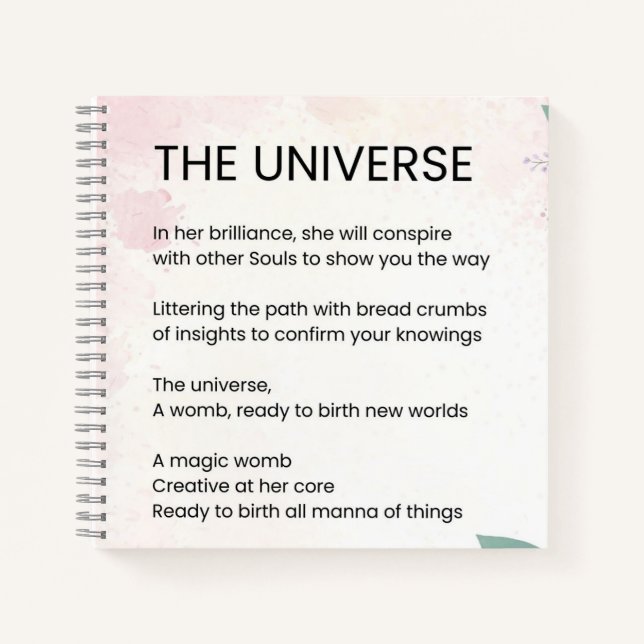 The Universe - Uplifting Empowerment Poem Notebook (Front)