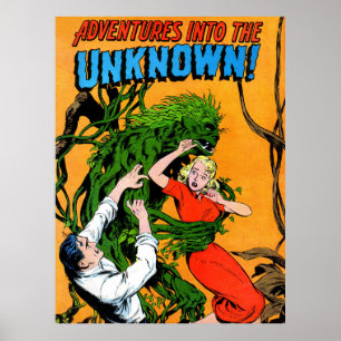 The Unknown Green Swamp Monster Vintage Comics Poster