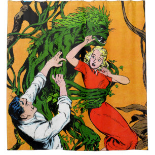 The Unknown Green Swamp Monster Vintage Comics  Shower Curtain
