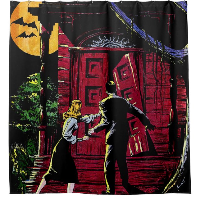 The Unknown Haunted House Vintage Comics Shower Curtain (Front)