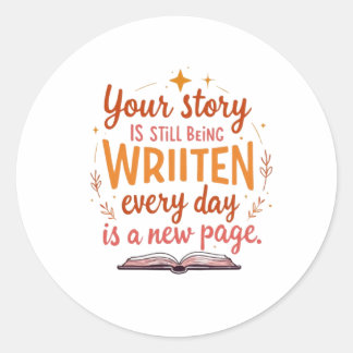 The Unwritten Chapter: Book & Stars Art Classic Round Sticker