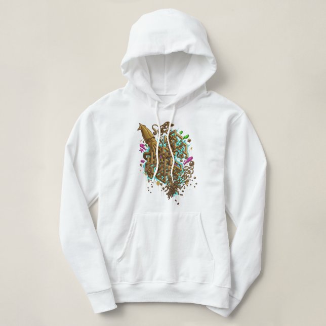 The "Urban Depth" Collection: Kraken's Maze 3D Gra Hoodie (Design Front)