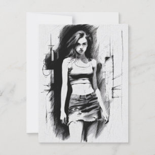 The urban intensity in charcoal lines postcard