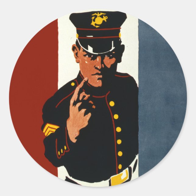 The US Marines Want You Classic Round Sticker (Front)
