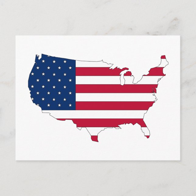 The USA outline map filled with flag Postcard (Front)