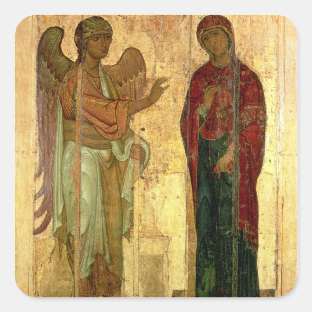 The Ustiug Annunciation, c.1130-40 (tempera on pan Square Sticker (Front)