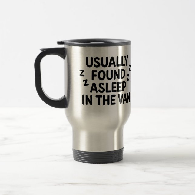 The 'Usually found asleep in the van' mug (Left)