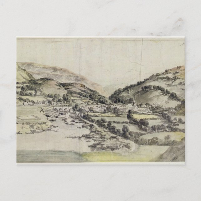The Vale of Llangollen (w/c on paper) Postcard (Front)
