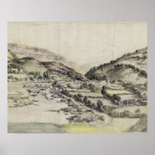 The Vale of Llangollen (w/c on paper) Poster