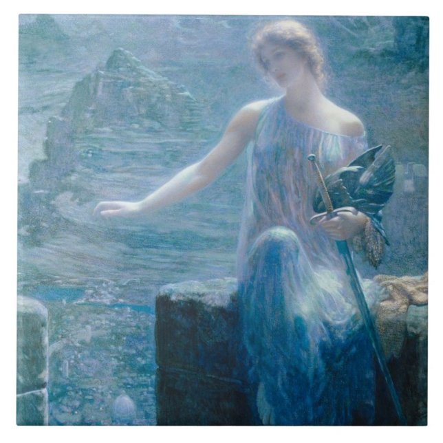 The Valkyrie's Vigil (Elegant Lady in a Castle) Tile (Front)