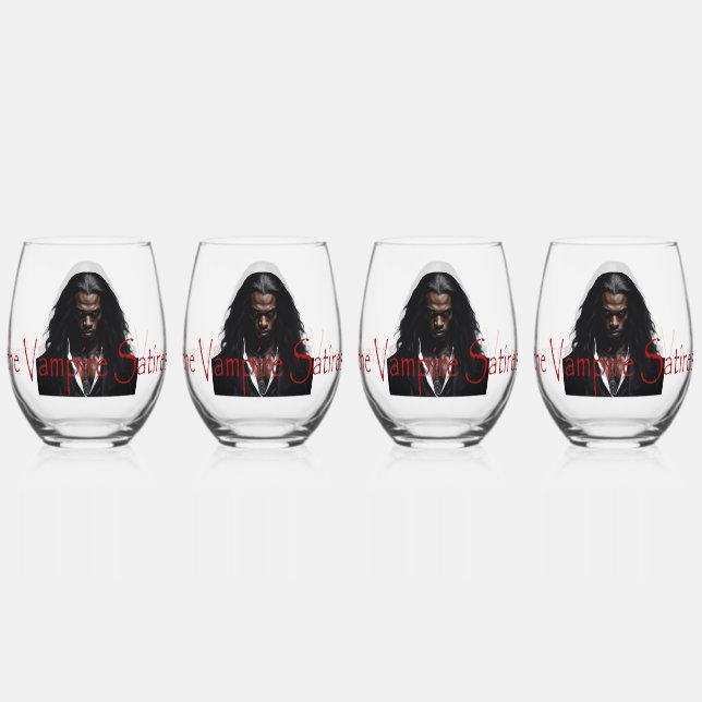 The Vampire Satires Cover Art  Stemless Wine Glass (Front)
