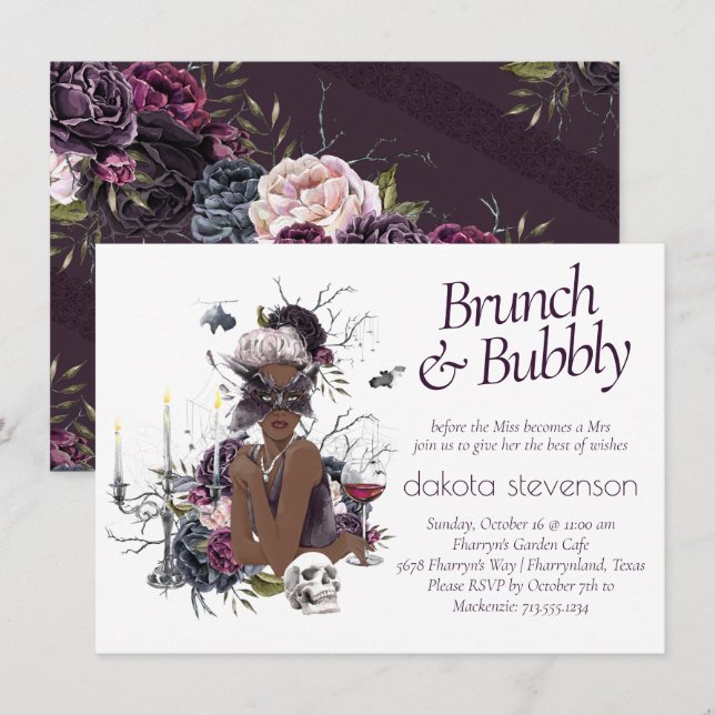 The Vampiress | Moody Gothic Glam Champagne Brunch Invitation (Front/Back)