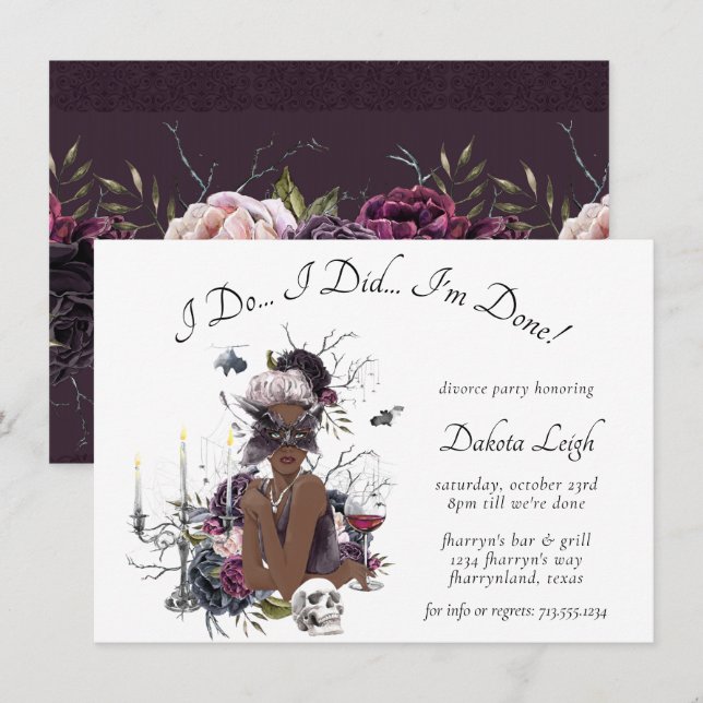The Vampiress | Moody Gothic Glam Divorce Party Invitation (Front/Back)
