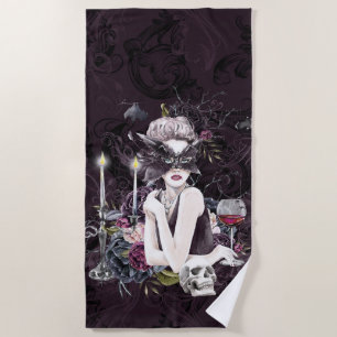 The Vampiress   Moody Gothic Vampy Glam Pale Skin Beach Towel