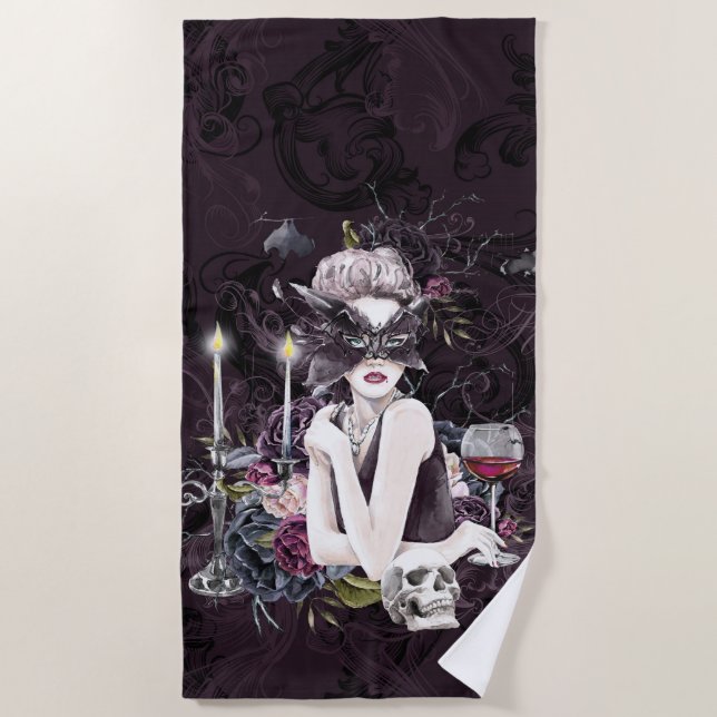 The Vampiress | Moody Gothic Vampy Glam Pale Skin Beach Towel (Front)
