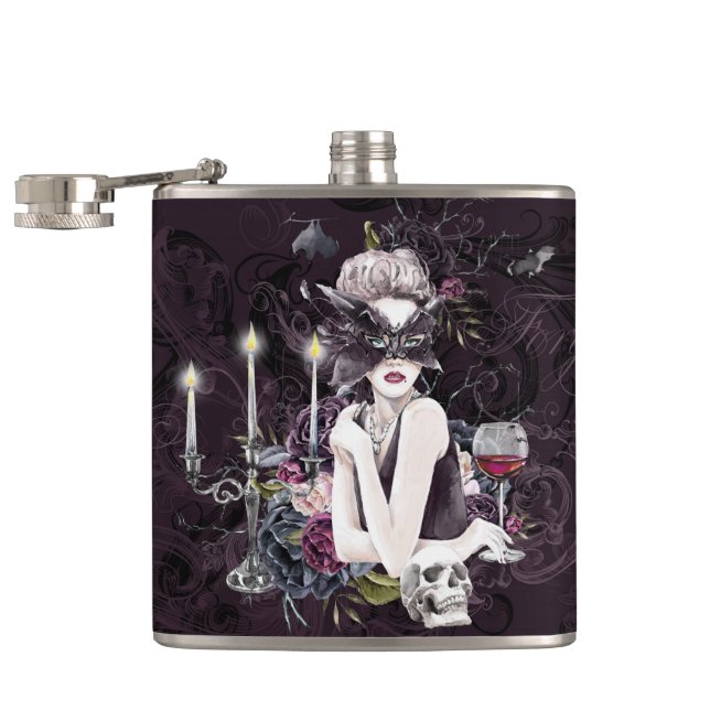 The Vampiress | Moody Gothic Vampy Glam Pale Skin Hip Flask (Opened)