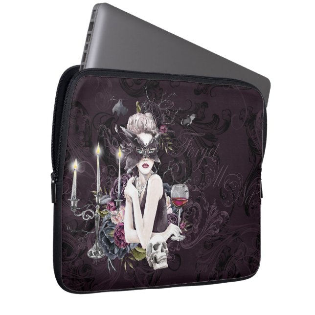 The Vampiress | Moody Gothic Vampy Glam Pale Skin Laptop Sleeve (Front Right)