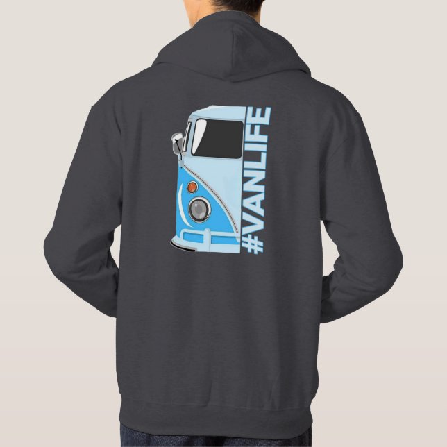 The Van Life. Camping and Surfing. Unisex Hoodie (Back)