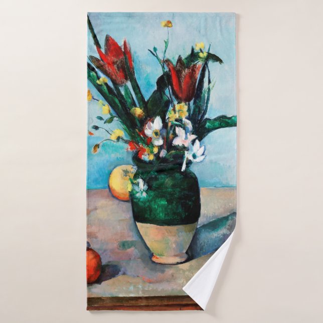 The Vase of Tulips, Paul Cezanne Bath Towel (Bath Towel)