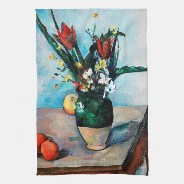 The Vase of Tulips, Paul Cezanne Tea Towel (Vertical)